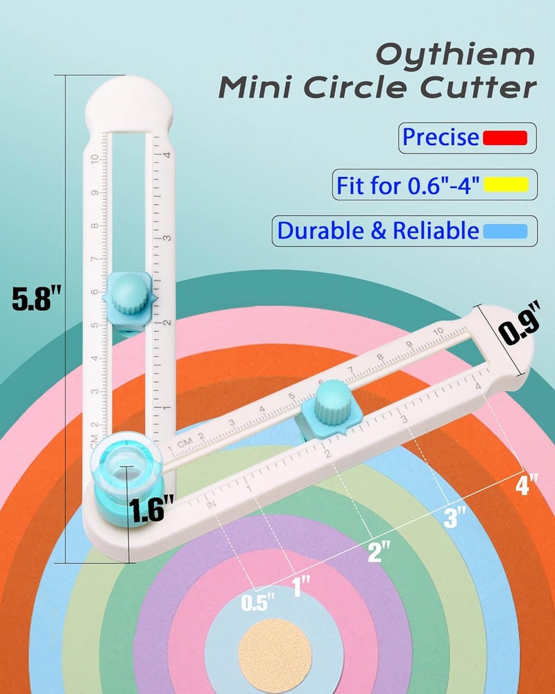 Othaim أداة قطع الدائرة للحرف الورقية - قاطع دوار لقص الدوائر لعمل الألبومات، صنع بطاقات، الفن والحرف اليدوية، يناسب الدوائر ذات نصف القطر بين 0.6"-4" - Image 2